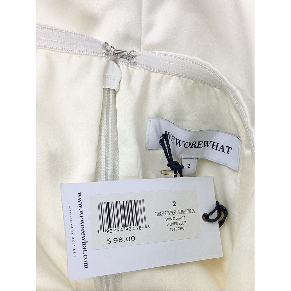 WeWoreWhat Size 2 NWT Strapless Peplum Mini Dress in Ecru Cream Ivory - Picture 9 of 10